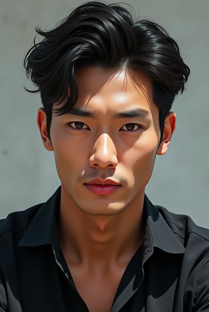 Asian alpha male wearing a black shirt looking at the camera, Shin Jinying, Kim Do-young, Paint Ulzzang, Shen Quanrui, korean men, Shin Jin Young's Aesthetics, faceเกาหลีที่น่ารัก, handsome young man'face, Jaeyong Nam, beautiful eyes、Kim Taejoon, Hyungtae, Inspiration from Jong Suk Lee, Avatar, Korean artist, Jung Jae Hyo