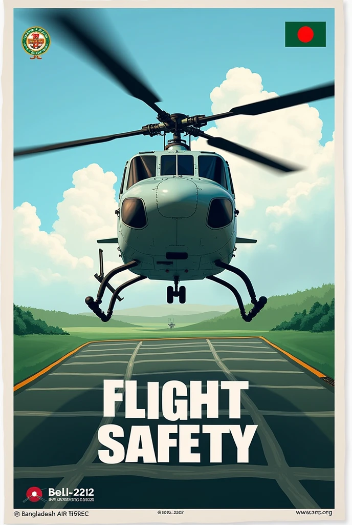 Flight safety poster for Bangladesh air force with flight safety slogan using bell-212 helicopter