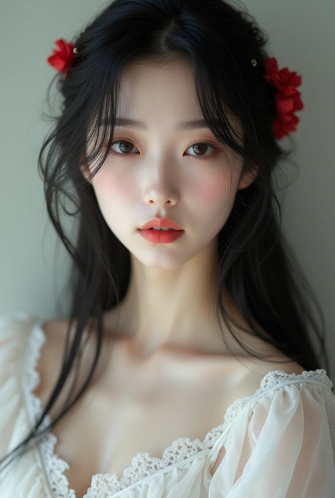 Tip: Copy an Asian woman in a white dress,with his long black hair, (12x) extremely Pale skin, soft Pale skin, Red Velvet Seulgi, pale skin, very Pale skin, fair skin!!, Pale skin, very very Pale skin, pale porcelain skin, pale beautiful skin, extremely Pale skin, very very very Pale skin, Jiang Shuqi