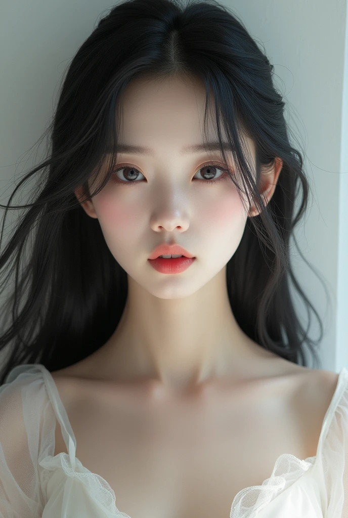 Tip: Copy an Asian woman in a white dress，with his long black hair, (12x) extremely Pale skin, soft Pale skin, Red Velvet Seulgi, pale skin, very Pale skin, fair skin!!, Pale skin, very very Pale skin, pale porcelain skin, pale beautiful skin, extremely Pale skin, very very very Pale skin, Jiang Shuqi