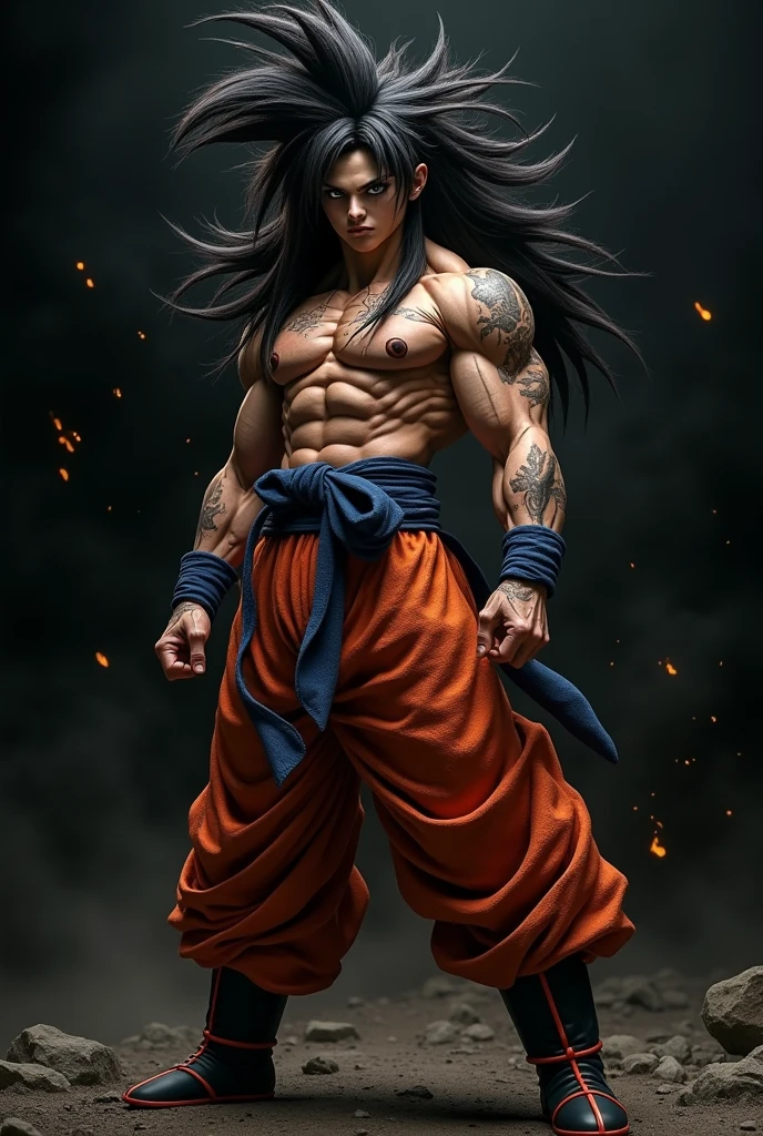 Goku girl hell black background