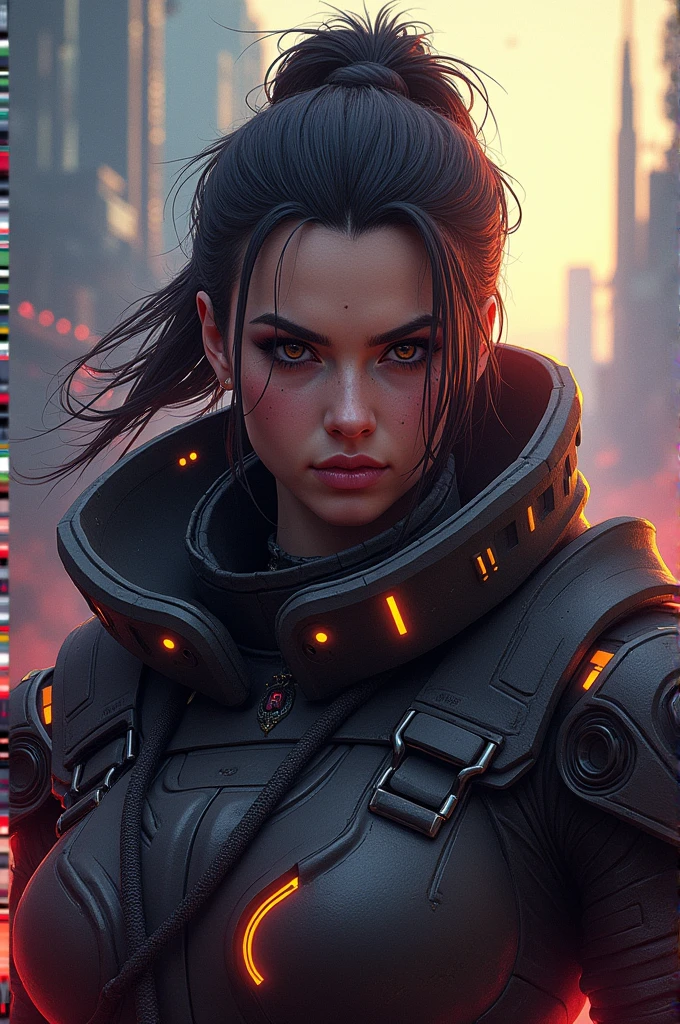 Make a portrait picture in style of Borderlands and Destiny