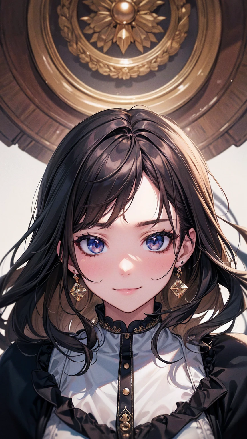 (8k、Best image quality、Highest quality、masterpiece)、Detailed face、one person&#39;s、((Brown Skin:1.3))、blonde、Long Hair、Diagonal bangs、Earrings、Grey Eyes、Wicked Smile、Large Breasts、((White knit))、((Off the shoulder))、((Strapless))、((Black Pantyhose))、Cowboy Shot、wariza、On the bed、Bedroom Background