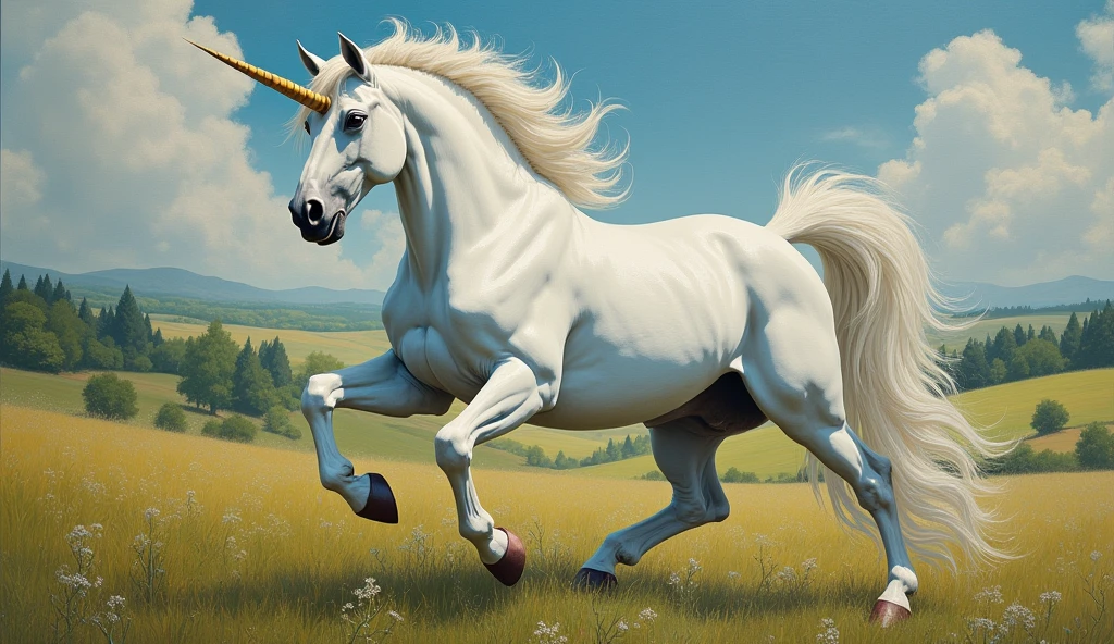 Create random classic masterpieces of Picasso in Ultra-High Definition, 64k resolution oil painting without a frame, using full dimensions of the selected resolution to fit the artwork image, finely detailed to perfection, art-punk, French style, countryside background, art germ, high-octane. A portrait of a young untamed beautiful aggressive white unicorn, an exact copy of the legendary Black Beauty film horse, an unreal engine, a master stroke of a legendary brush, a tribute to a legendary artist, super realistic, superhit,