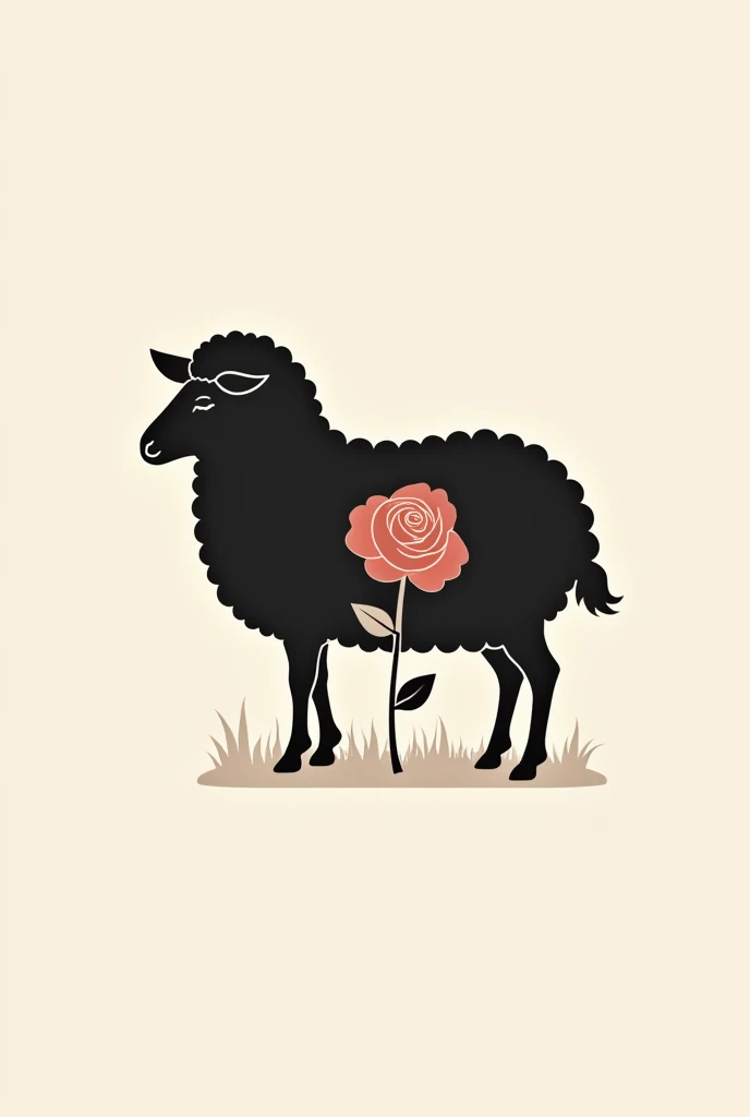 Create an isotype with the silhouette of a sheep and a rose