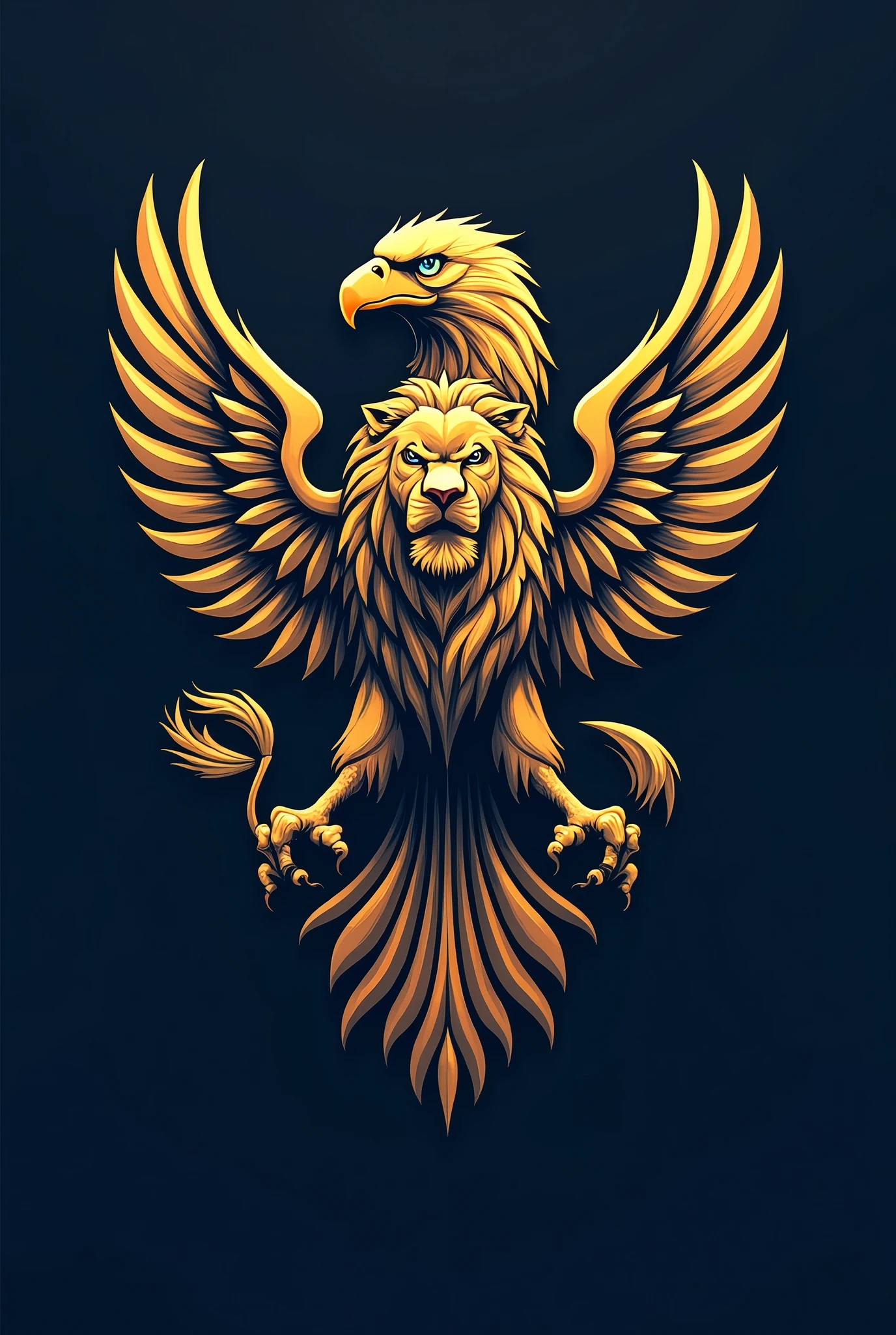 The logo depicts an eagle and a lion intertwined in a harmonious and balanced design. The eagle, with its wings outstretched, represents vision, power, and freedom. Its sharp eyes and beak are directed forward, symbolizing focus and determination. The lion, known for its strength and leadership, is depicted in a majestic stance beside the eagle. The lion’s mane flows seamlessly into the feathers of the eagle, creating a unified and fluid design. The colors are bold, perhaps with golds and deep b