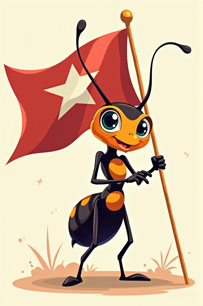 Animated ant with the flag of the MIRA party