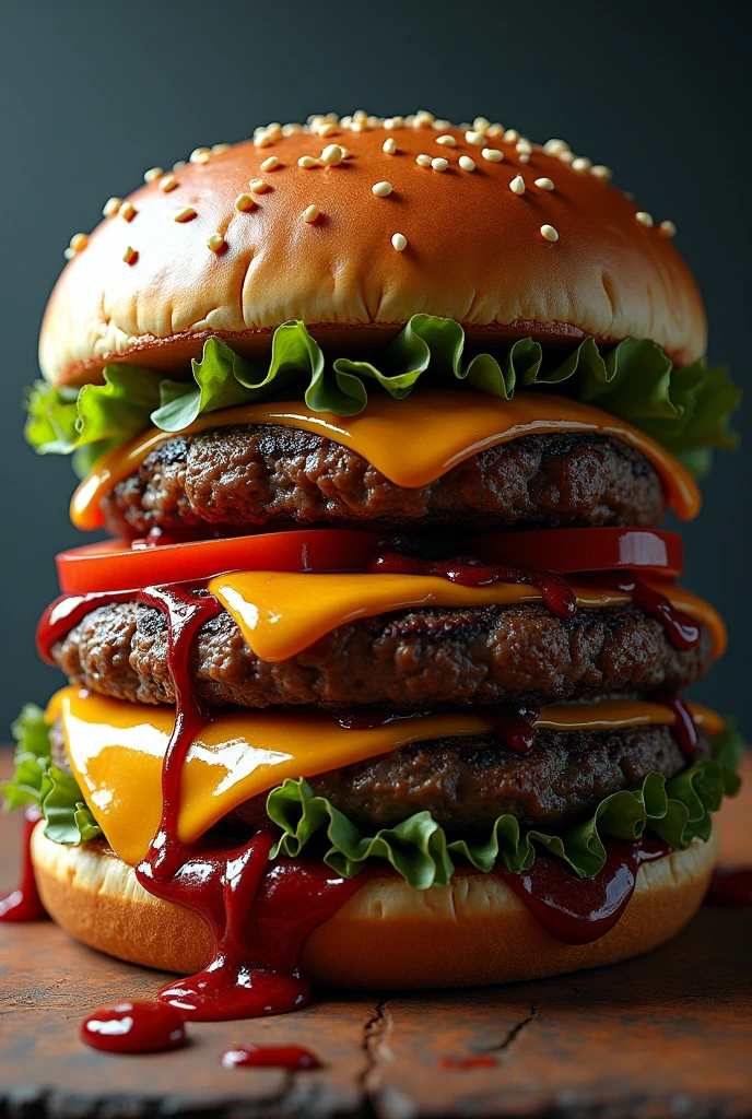 A monstrous realistic burger 