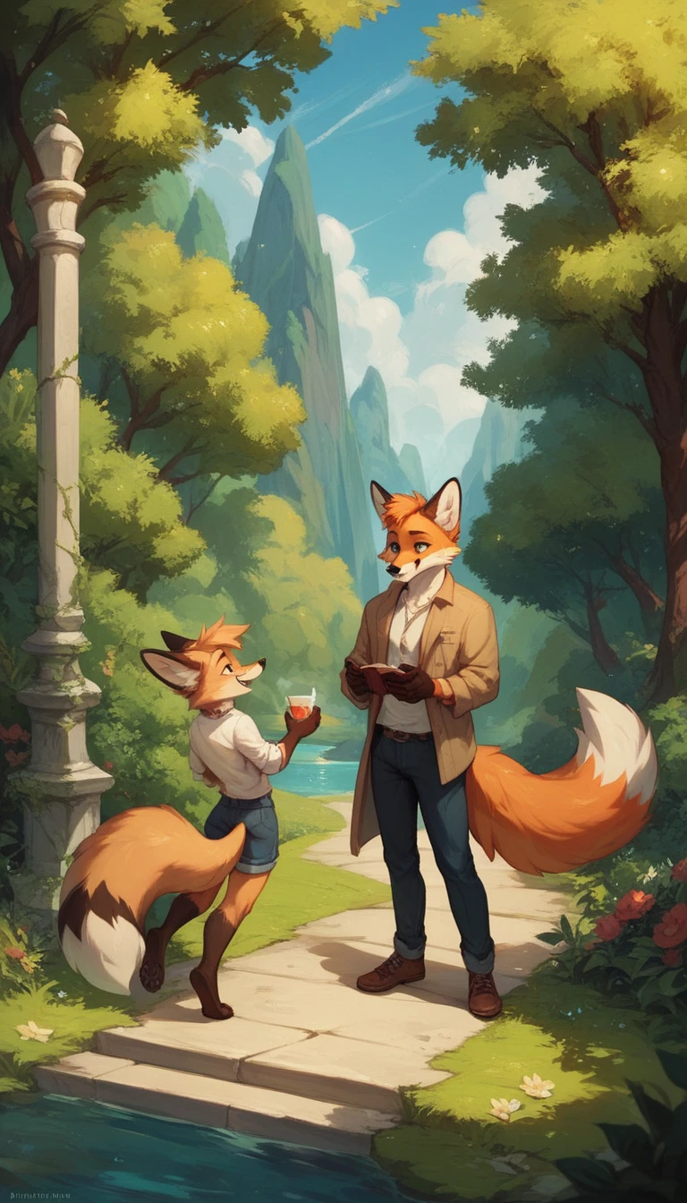 A fox and a man playing together,In the great outdoors