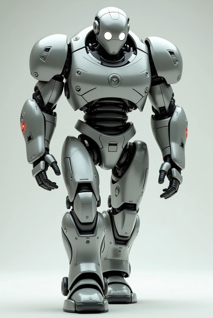 A metallic robot, walking to the side, slightly bent, head looking to the side, male robot, with glowing eyes, not angry, but more poker
More to the side, a male robot, with white glowing eyes and a bit more bulkier, but walking to the side
WALKING TO THE SIDE, COMPLETELY TO THE SIDE