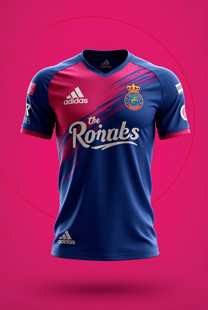 Consider Rajasthan Royals an IPL team that you want to design a new jersey for. Consider the team's color, logo and overall design.