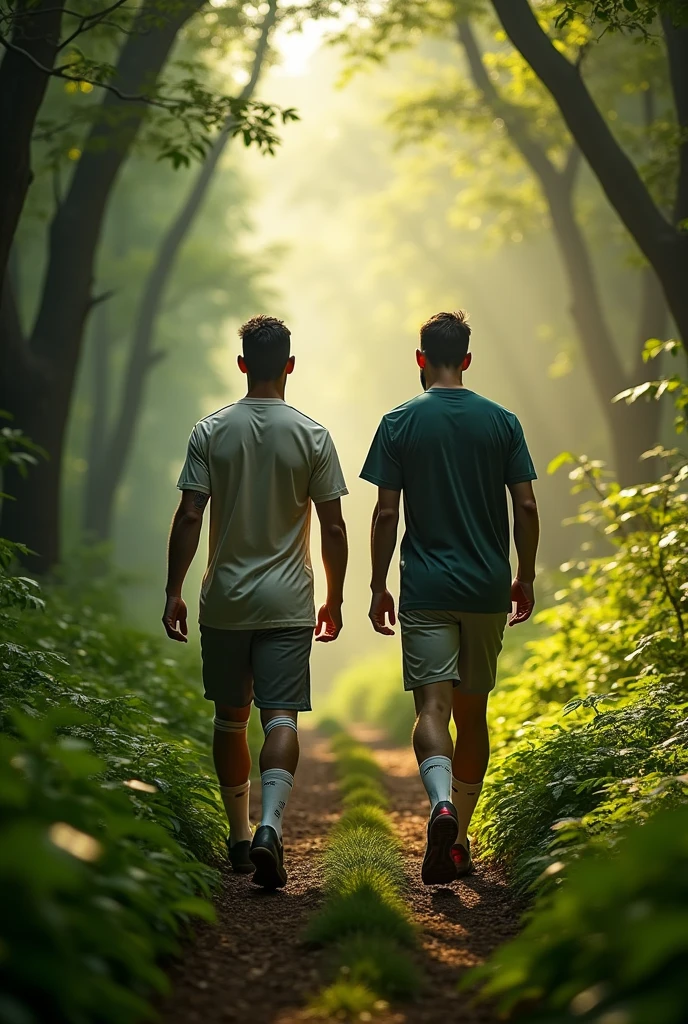 C Ronaldo and L Messi were photographed walking in the dense forests of Junagadh