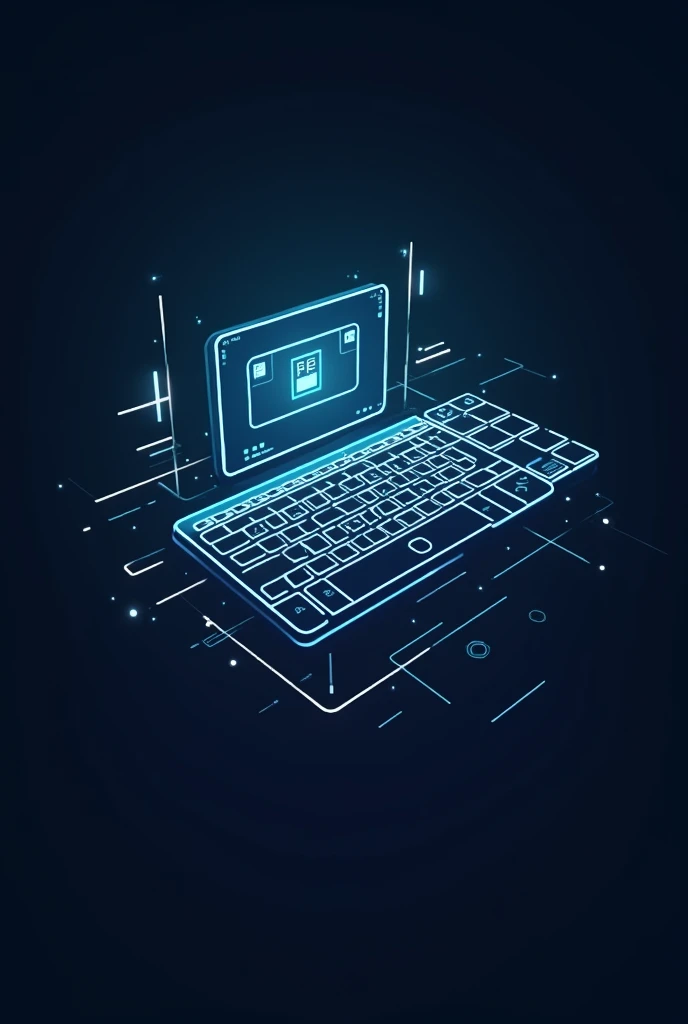 Give me a logo with elements like computer keyboards, computer terminales and Style Futuristic
