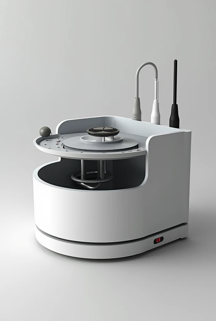 The rotating storage inside the circular charging cable storage box has an automatic motor at the bottom with a push button.