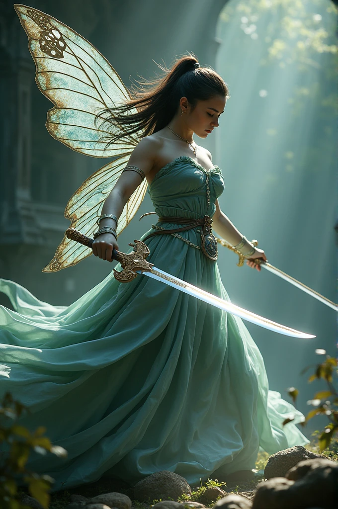 Swords with blades in the shape of butterfly wings 