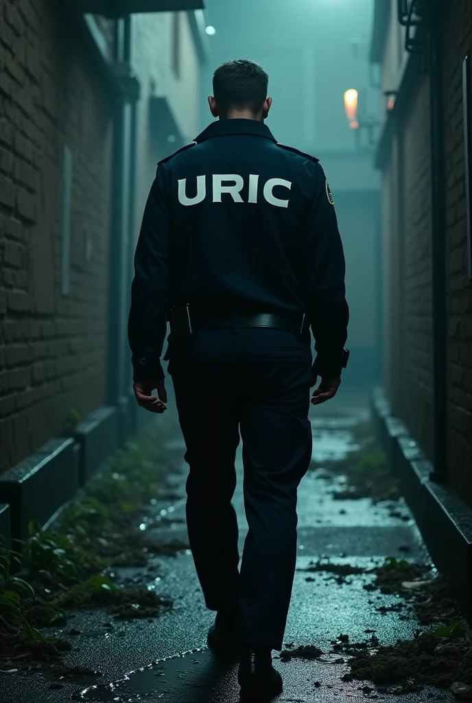Police investigator with URIC logo