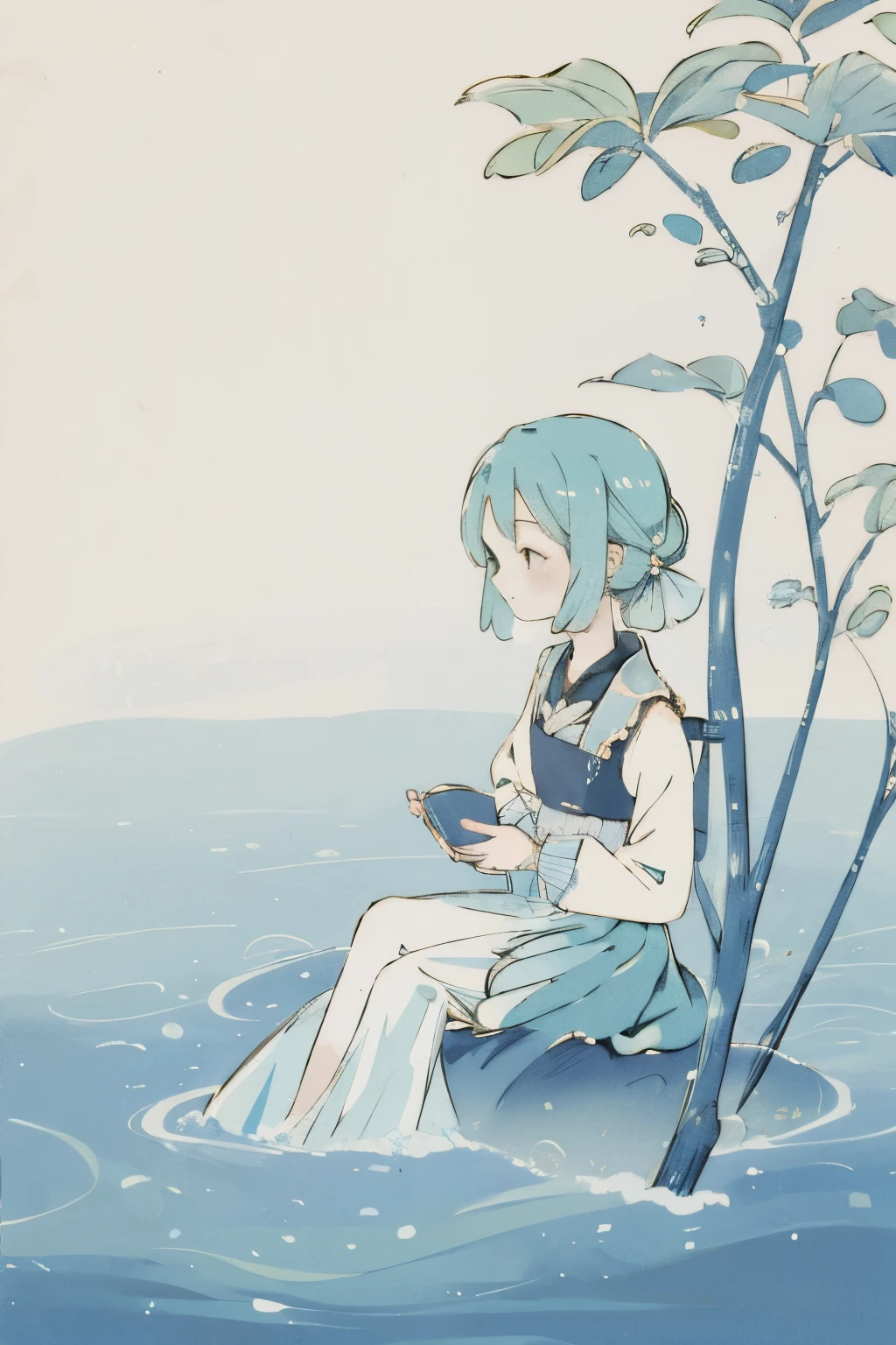1 girl,Shimizu,Blue Butterfly,Pure white gauze skirt,shiny,Sitting in the air
