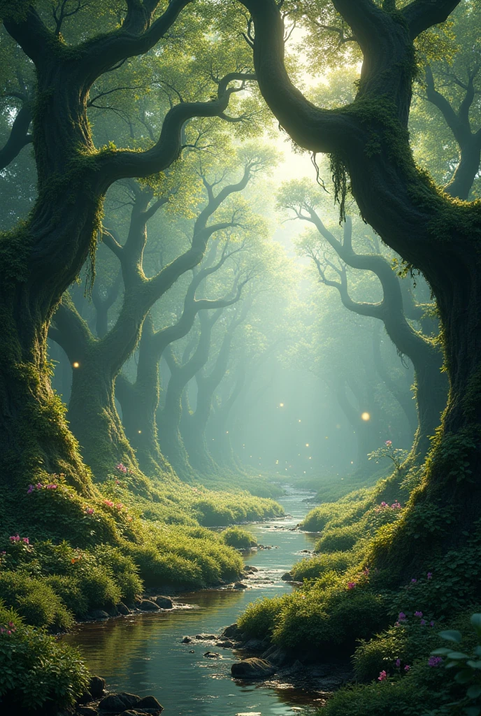 a space in the middle of a mystical forest