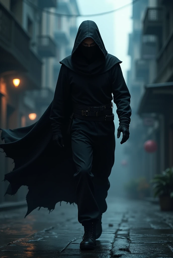 a ninja all in black