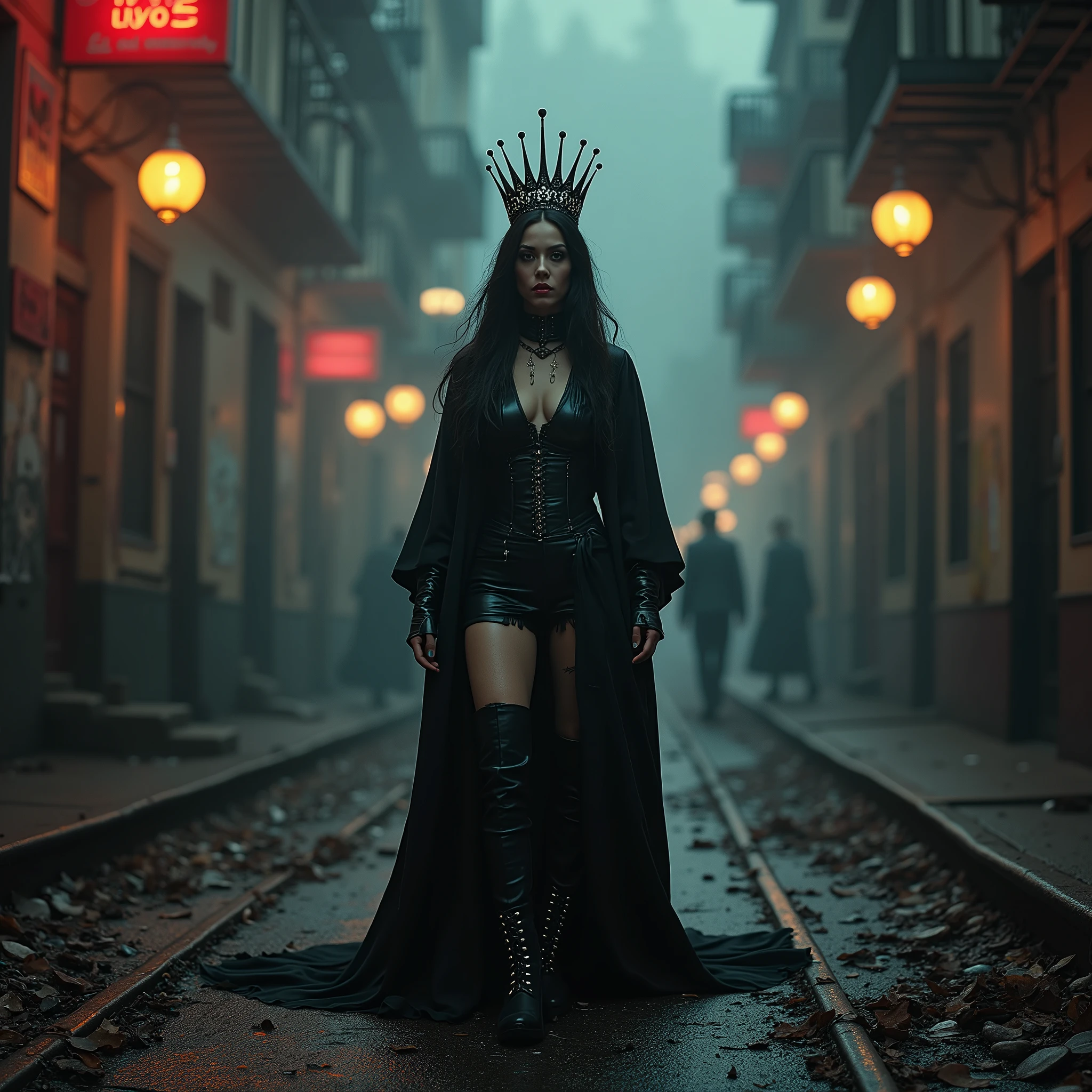 full body pose of a woman facing the camera, Help, my mum is on OnlyFans, She's got more fucking followers than a K-pop band, Jesus, she's shaking it like a Polaroid, And if you are on HD you can see her hemorrhoids. Her selfies are a gothic tale, A carnival of chaos where the shadows wail, Like a metal riff that pierces the night, Mom in leather, oh what a fright! What the fuck is going on? Mom's twerking to pay my damn student loan, She's got fans from here to fucking Kazakhstan, And she’s sending soiled knickers to Japan. In the basement, the demons laugh and dance, As Mom shows a little more than a passing glance, It's a black comedy, a circus of regret, With every click and every view, we’re drowning in debt. My friends are laughing, calling me a freak, While Mom’s in a costume, pulling off a mystique, She’s a dark queen in this pixelate hell, With a crown of likes and a story to tell. The family tree's got branches that twist and turn, As the flame of our sanity starts to burn, But in this twisted metal, we’ve found our groove, In a world gone mad, we've got nothing to prove. What the fuck is going on? Mom's twerking to pay my damn student loan, She's got fans from here to the end of the land, And she's selling “vintage” at a discount brand. So raise your horns for this absurdity,
In a dystopian dance of pure absurdity,
We’ll rock and roll through this wild charade,
With Mom on the throne of an OnlyFans parade!