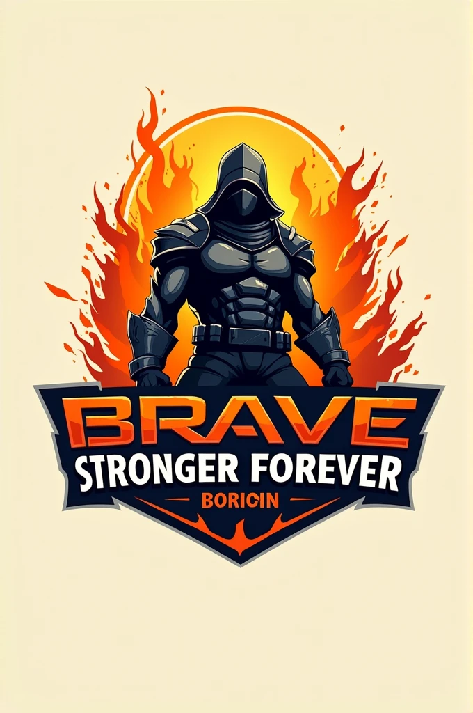 create several creatives logo image of Brave Battalion, color theme bright orange and write the motto "Brave Together, Stronger Forever"