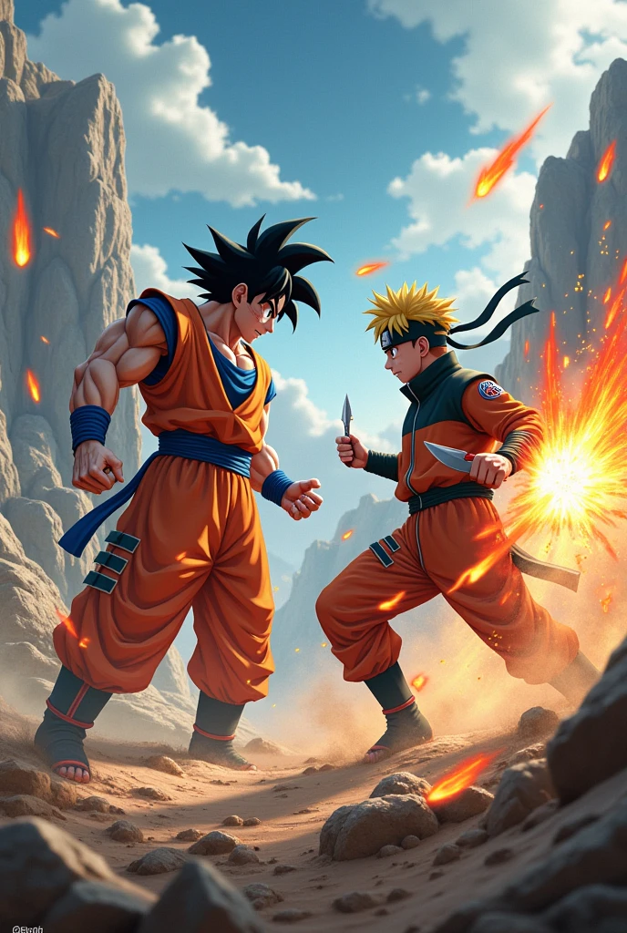 Make me goku fighting with naruto

