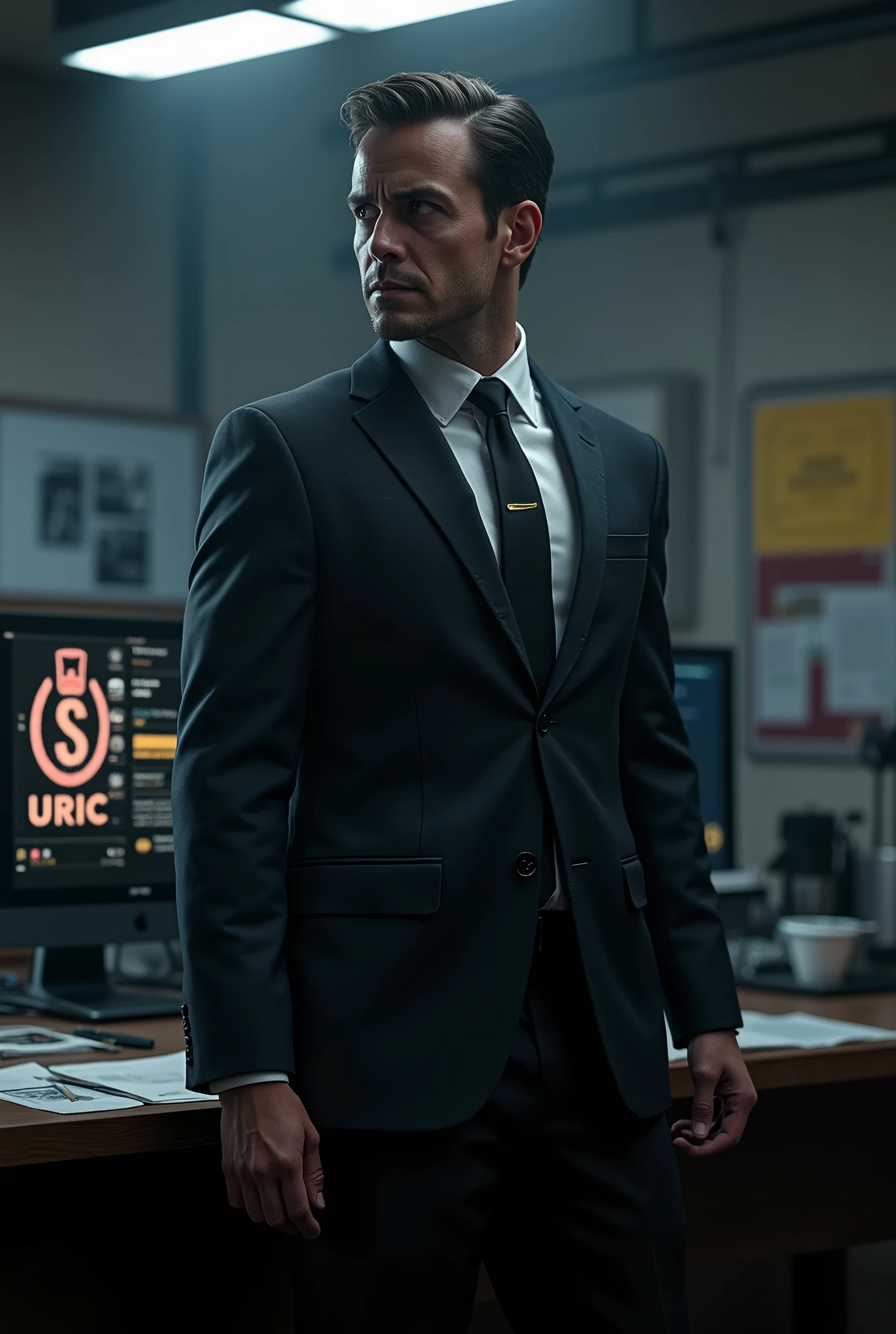 Police investigator with URIC logo and Sparta