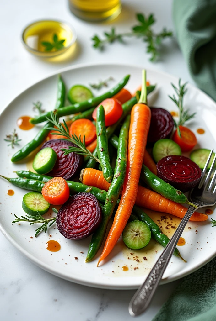 Plate of food with vegetables