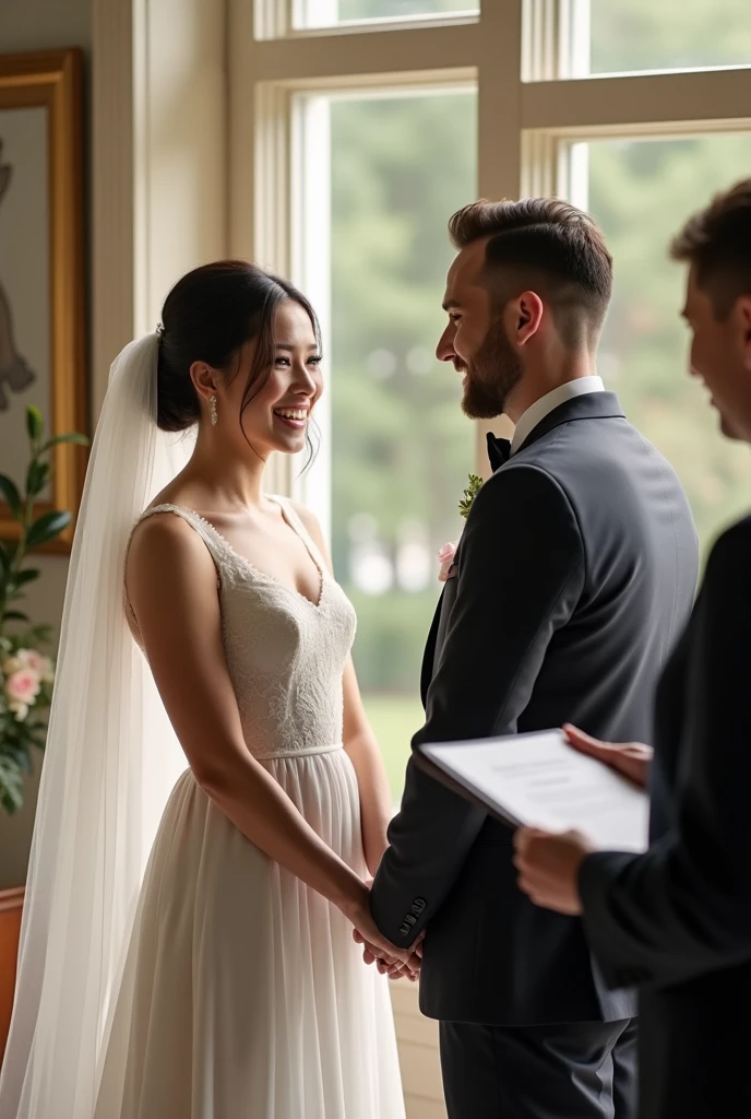 A couple getting married at the registry office with no guests