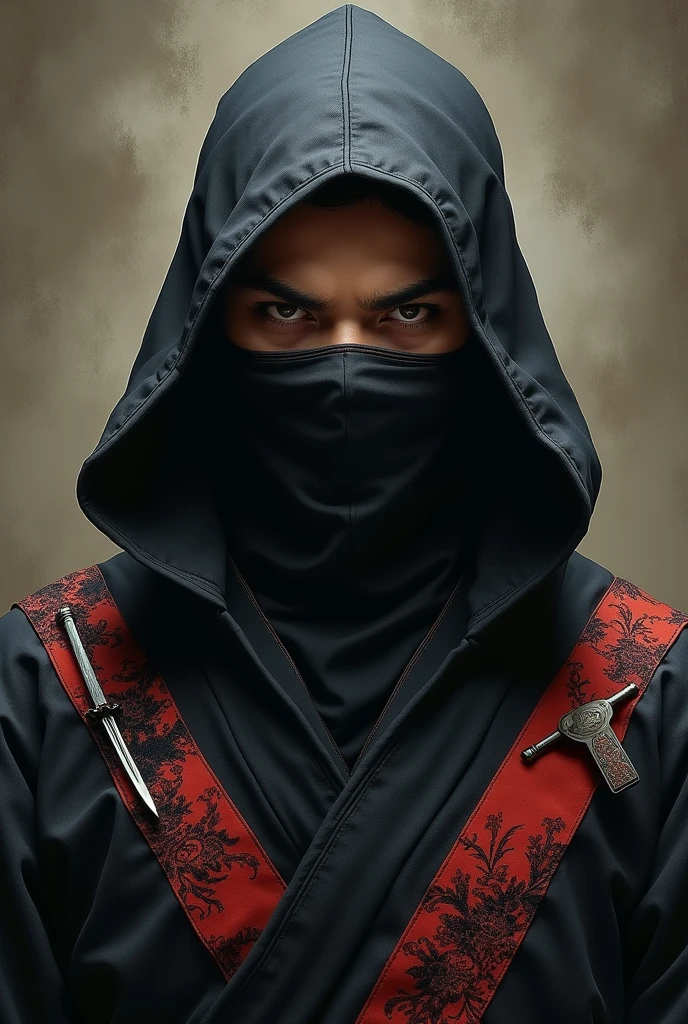 Japanese ninja, portraite, realisitic, illustration 
