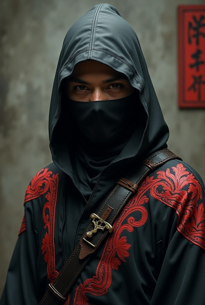 Japanese ninja, portraite, realisitic, illustration