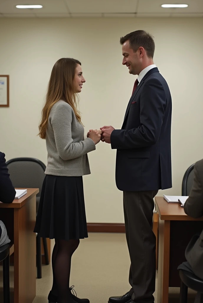 A couple getting married at the registry office with no guests, normal clothes