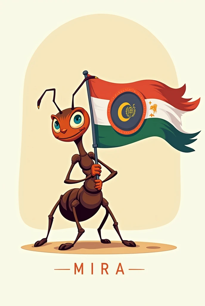 Animated ant with the flag of the MIRA party