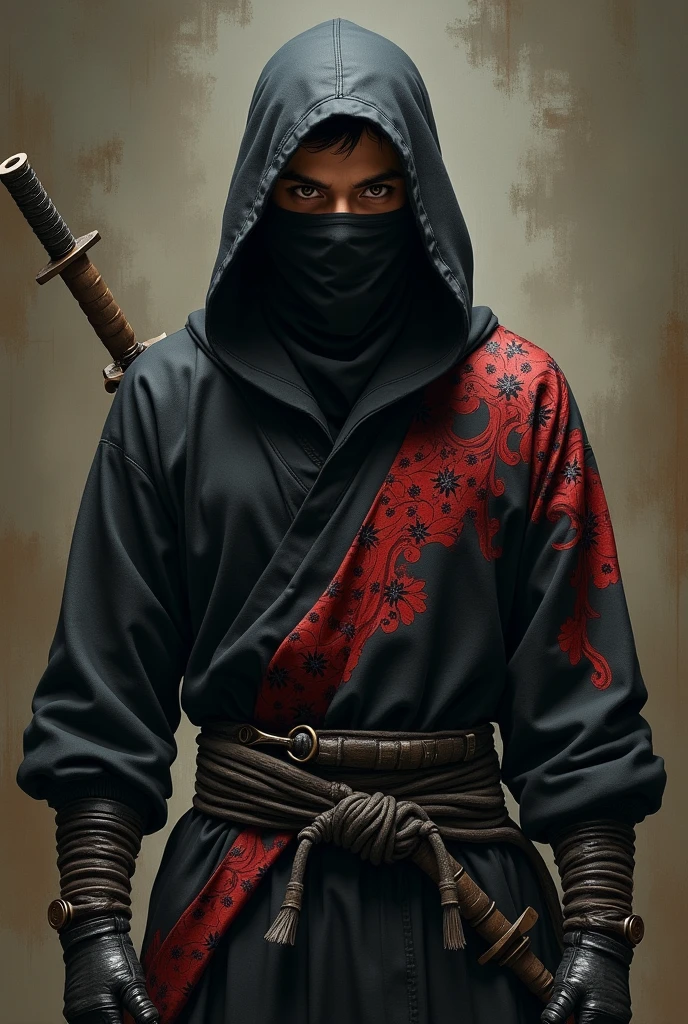 Japanese ninja, portraite, realisitic, illustration 