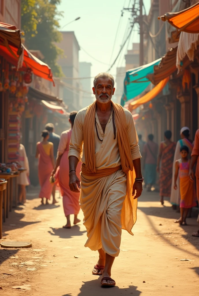 Man walking  in Indian road
