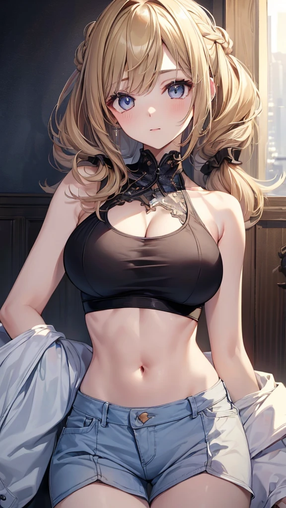 ((Highest quality, 8k, masterpiece :1.3)), One person, Beautiful woman with slim abdominal muscles :1.3, (Random Hairstyles, Huge breasts :1.2), Oversized tank top :1.2, Highly detailed face, Detailed eyes, double eyelid