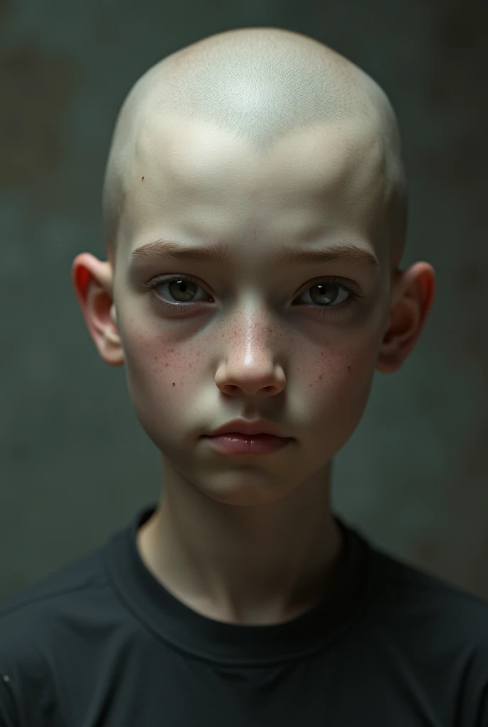 Bald teenager