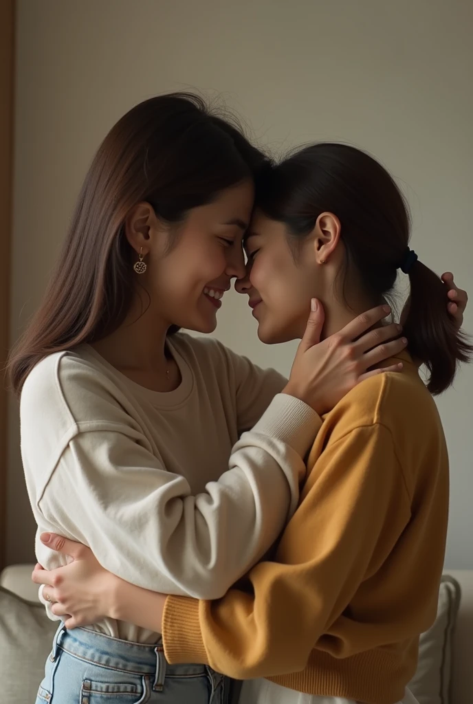A video of two people hugging each other