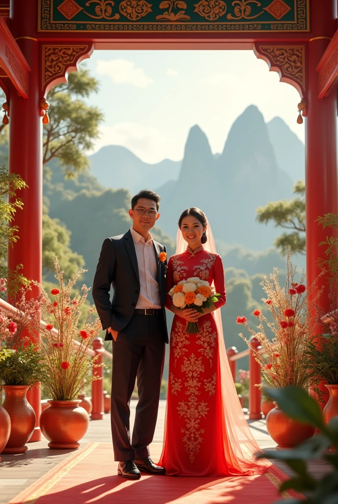 Please help me draw the in-laws of the groom and bride at the wedding in the West of Vietnam.