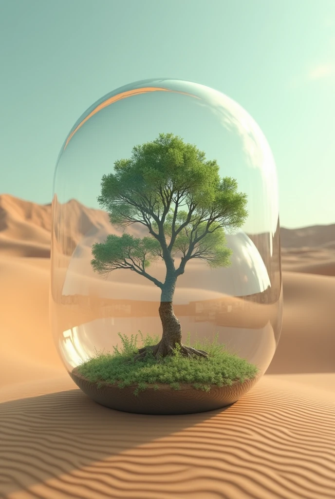 arafed image of a tree inside a glass ball on a desert landscape, tree of life inside the ball, surrealistic digital artwork, surrealism 8k, surreal digital art, surreal art, surreal 3 d render, 3d render digital art, marc adamus, surreal concept art, 3 d render beeple, stylized digital art, 4 k surrealism