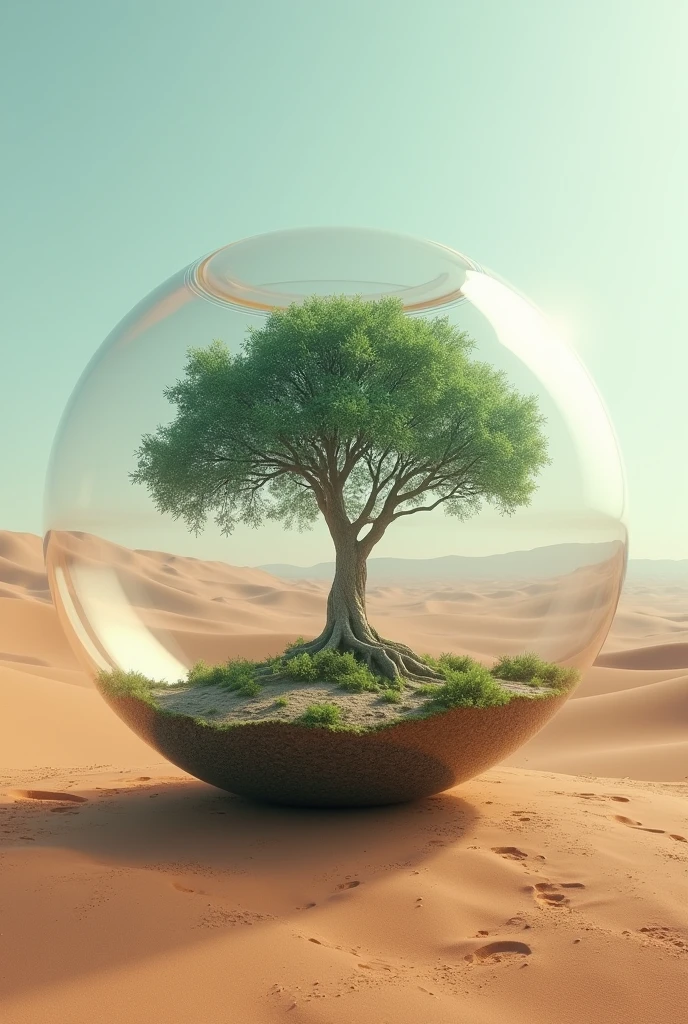 arafed image of a tree inside a glass ball on a desert landscape, tree of life inside the ball, surrealistic digital artwork, surrealism 8k, surreal digital art, surreal art, surreal 3 d render, 3d render digital art, marc adamus, surreal concept art, 3 d render beeple, stylized digital art, 4 k surrealism