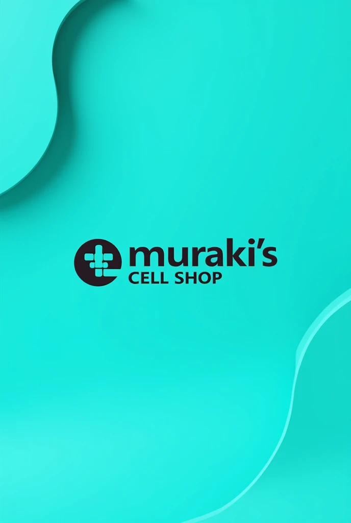 Create a promotional image for my cell phone business, Muraki&#39;s Cell Shop with turquoise background, The promotion is to get the case for your cell phone plus the tempered glass of your choice for $18,000