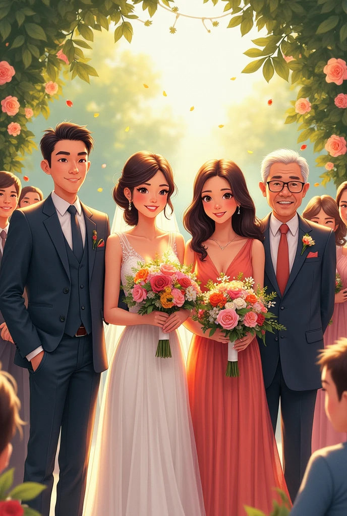drawing of bride and groom parents