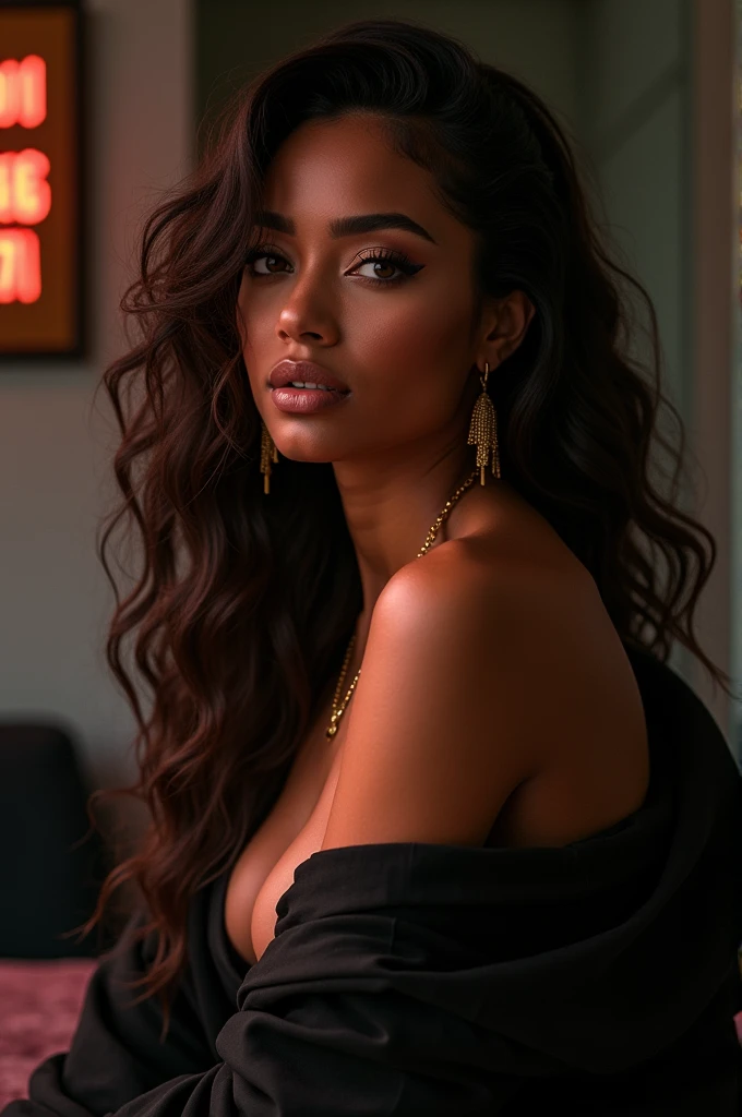 Album cover for R&B artists female Hispanic/Black 30 years young, perfect face, sassy, bossy