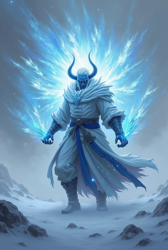 A Demon Slayer character using Ice Breath