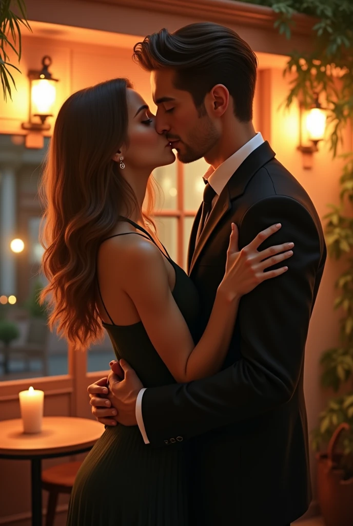 A  hot girl kissing N latter  handsome boy 