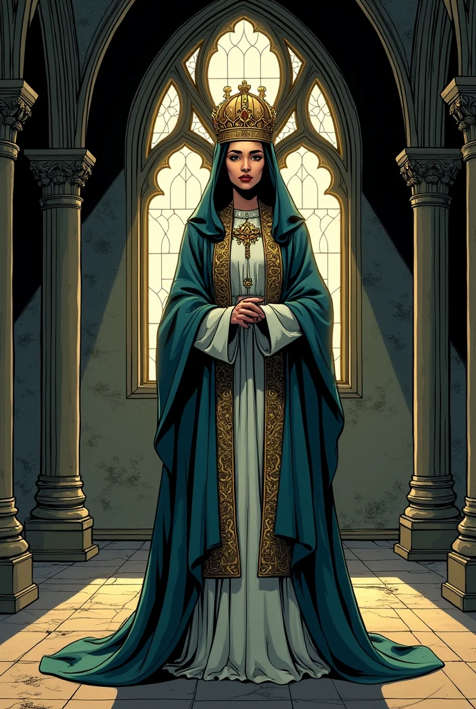 traditional comic art. clergywoman