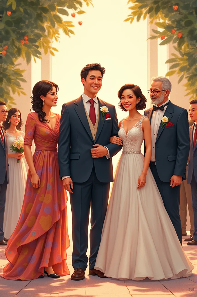 drawing of bride and groom parents