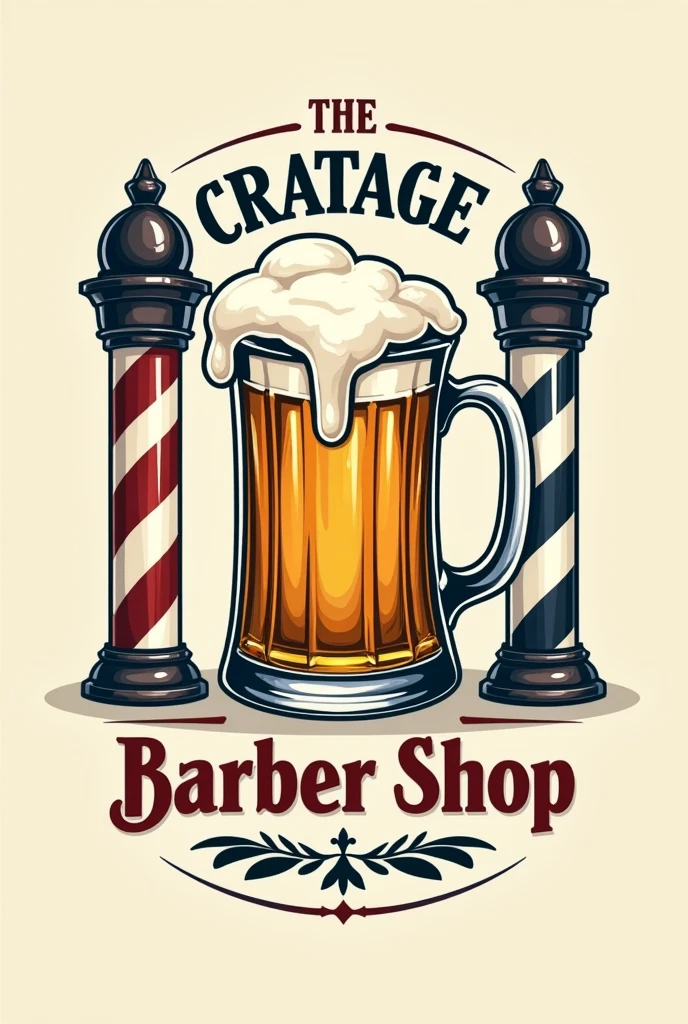 BARBER SHOP LOGO with a beer