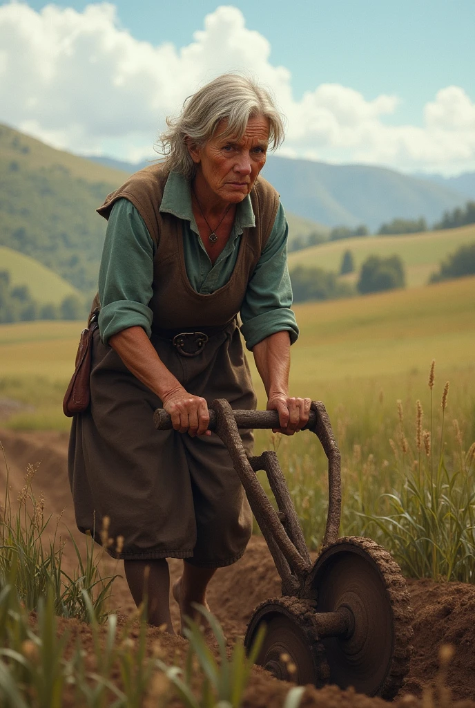 A simple woman, do campo , and working plowing the land